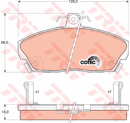 Kit de plaquettes de frein, frein à disque COTEC