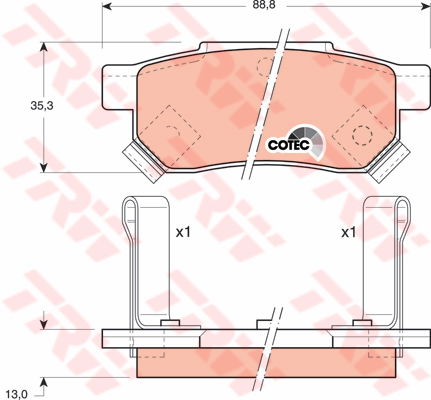 Kit de plaquettes de frein, frein à disque COTEC