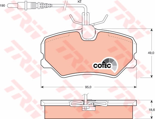 Kit de plaquettes de frein, frein à disque COTEC