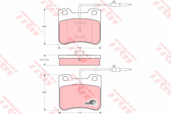 Kit de plaquettes de frein, frein à disque COTEC