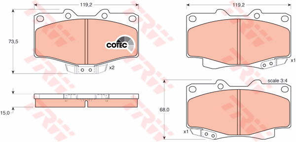 Kit de plaquettes de frein, frein à disque COTEC