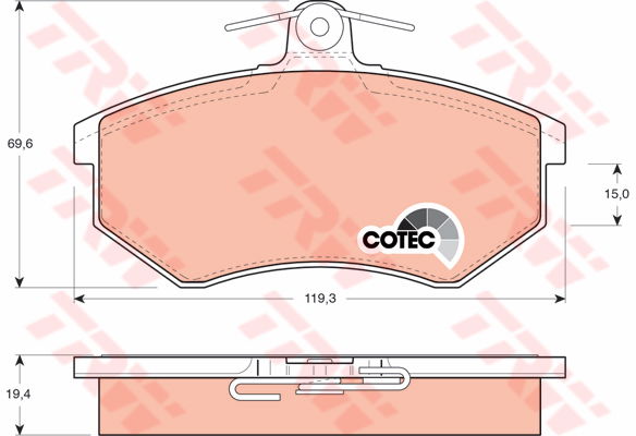 Kit de plaquettes de frein, frein à disque COTEC