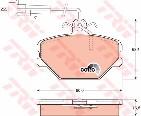 Kit de plaquettes de frein, frein à disque COTEC