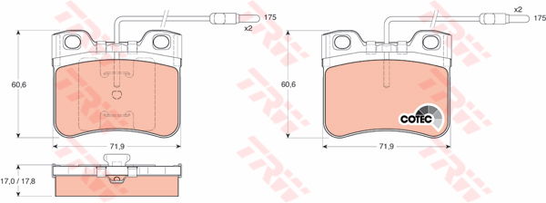 Kit de plaquettes de frein, frein à disque COTEC