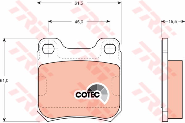 Kit de plaquettes de frein, frein à disque COTEC