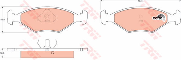 Kit de plaquettes de frein, frein à disque COTEC