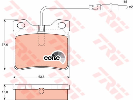 Kit de plaquettes de frein, frein à disque COTEC