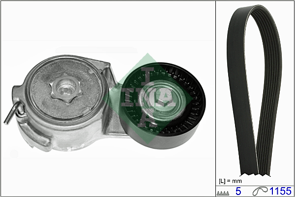 Jeu de courroies trapézoïdales à nervures