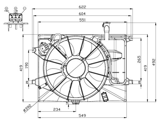 Ventilateur, refroidissement du moteur