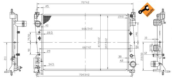 Radiateur, refroidissement du moteur EASY FIT