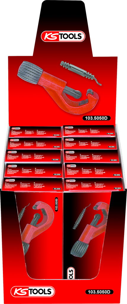 Présentoir de 10 coupe tubes cuivre KSR, Ø 3-42 mm