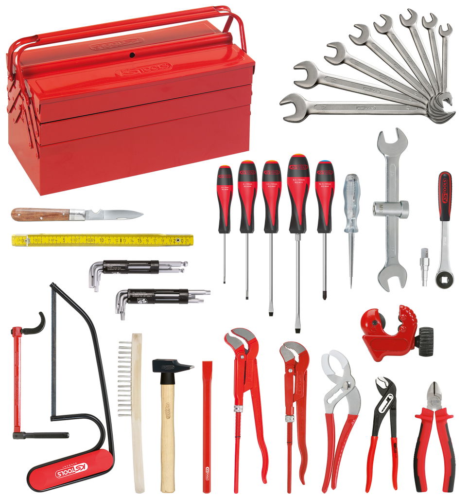 Composition d'outils Sanitaire-Chauffage en caisse métallique - 47 pièces