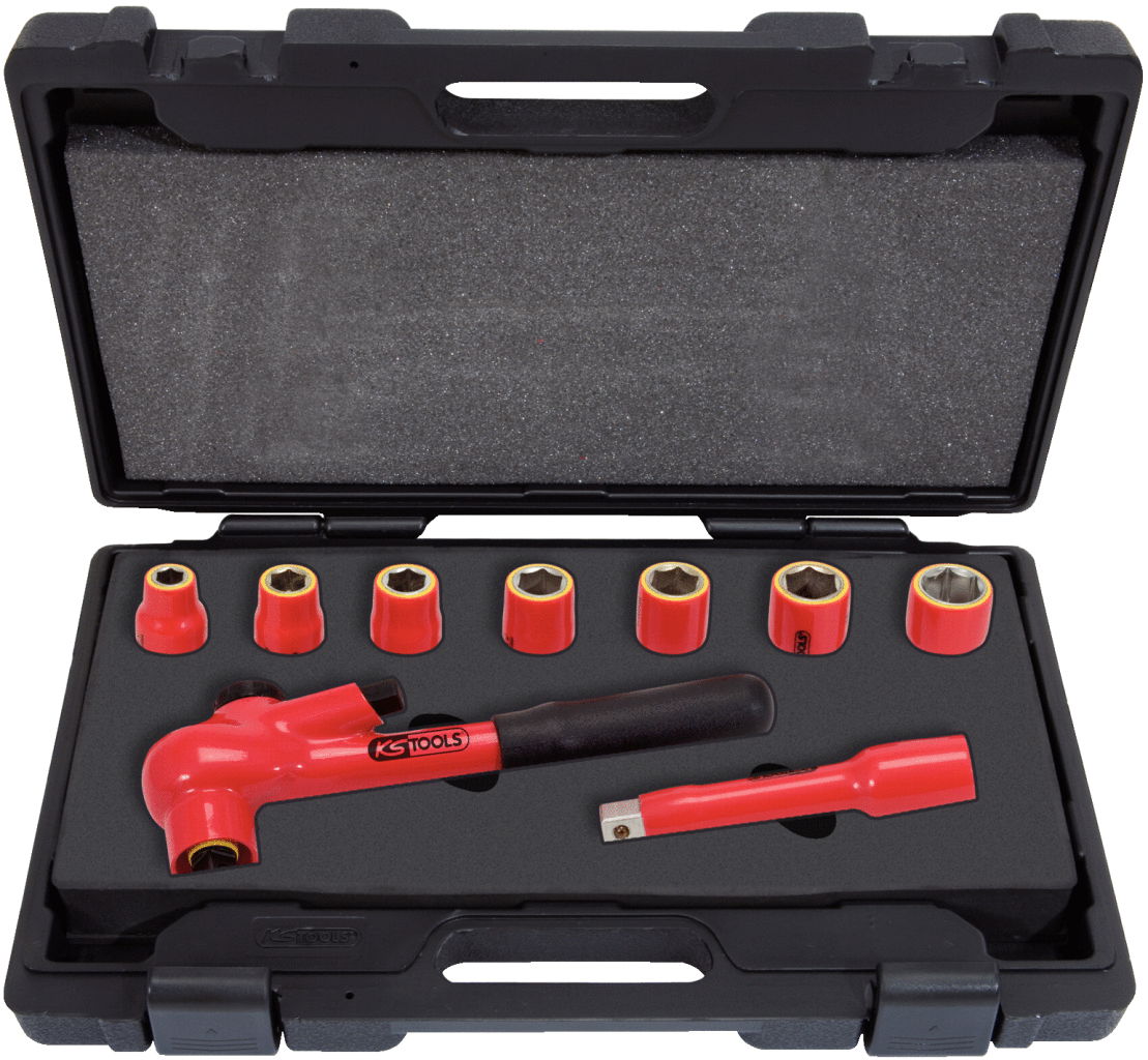 Coffret de douilles isolées 1000V 1/2'' avec cliquet et rallonge