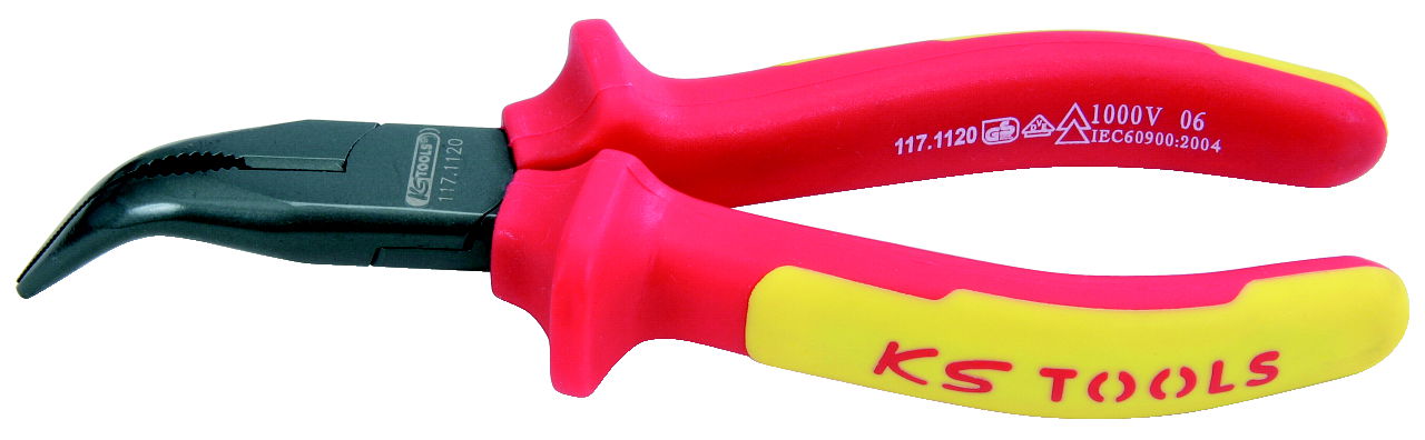 Pince à bec demi-ronds isolé 1000V KS, à poignées bi-composants L150 mm