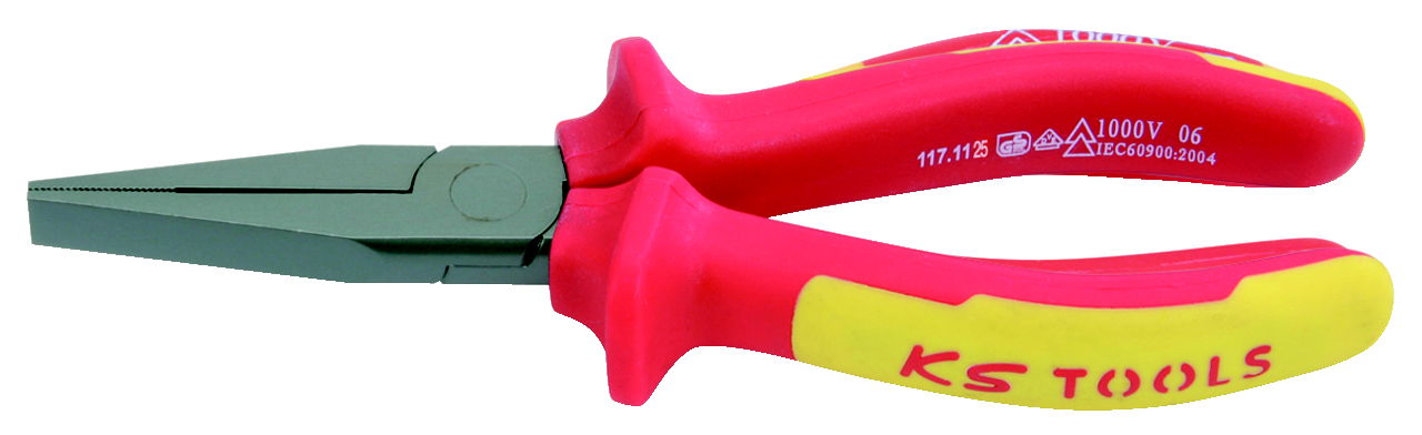 "Pince à becs plat (isolé 1000V) KS, à poignées bi-composants 6"" Longueur 150 mm"