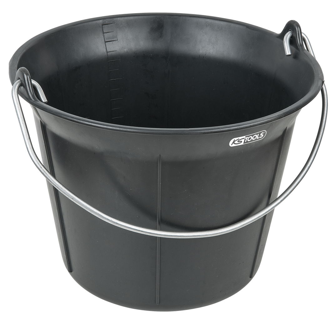 Seau de maçon PE noir à oeillets , 11 L