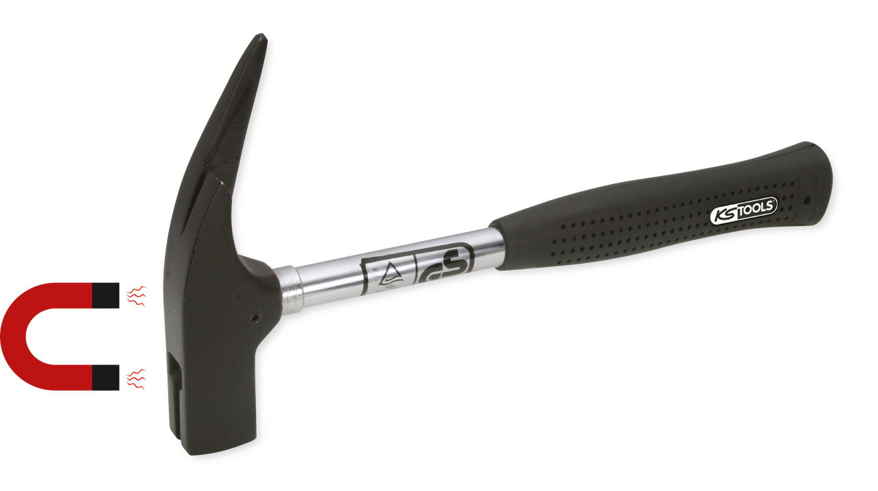 Marteau de charpentier magnétique KS 600 g, manche acier tubulaire, néoprène