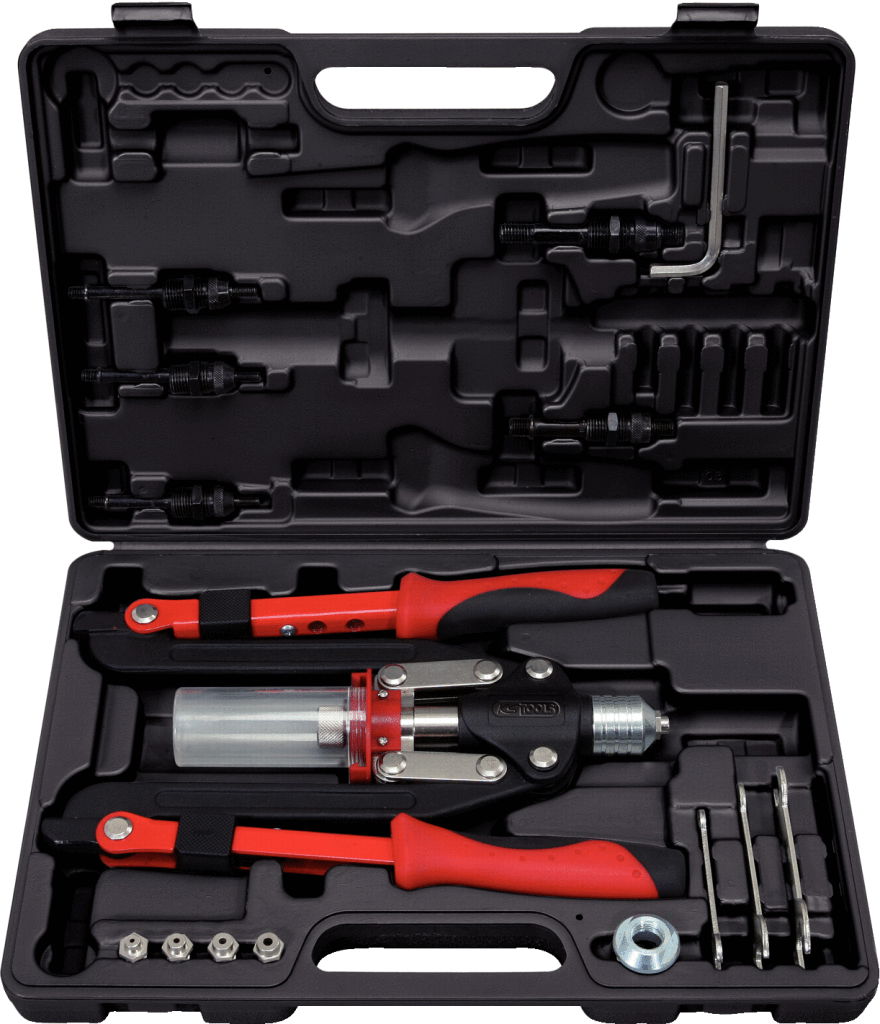 Coffret de pince à rivets et écrous aveugles (insert) - 2 bras pliants