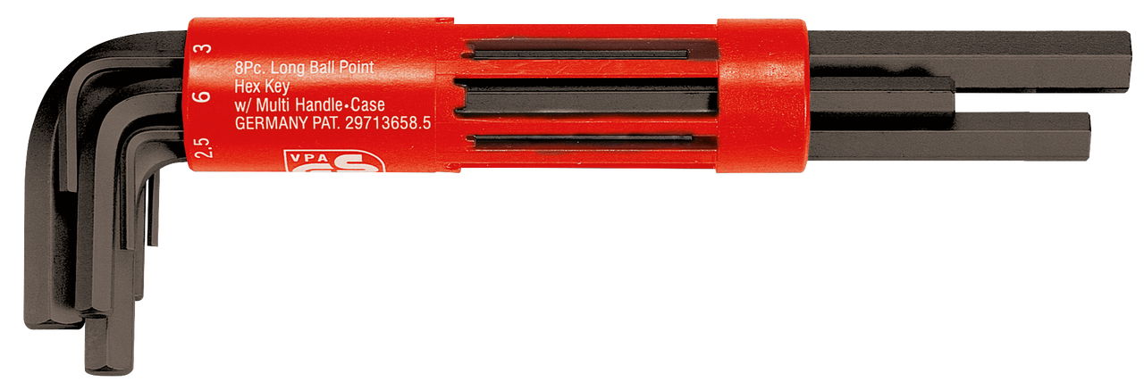 Jeu de clés mâles brunies longues, 6 pans métriques