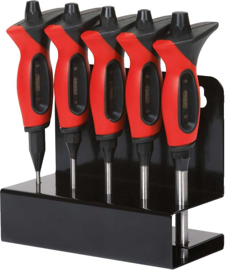 Présentoir de chasses goupilles brunis 5pcs (3-4-5-6-8mm) L150mm