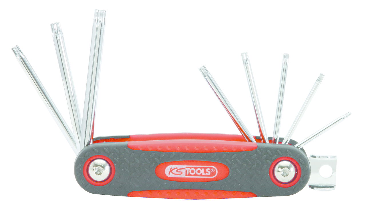 Jeu de clés TORX® rabattable 8 - 10 - 15 - 20 - 25 - 27 - 30 - 40  bi-composant