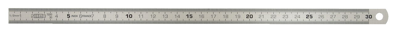 Reglet flexible inox L,200 x l,13 x ép,0,5mm - graduation recto/verso -