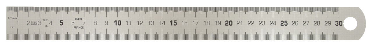 Reglet semi rigide L,300 x l,30 x ép,0,8mm - graduation profonde recto/verso -