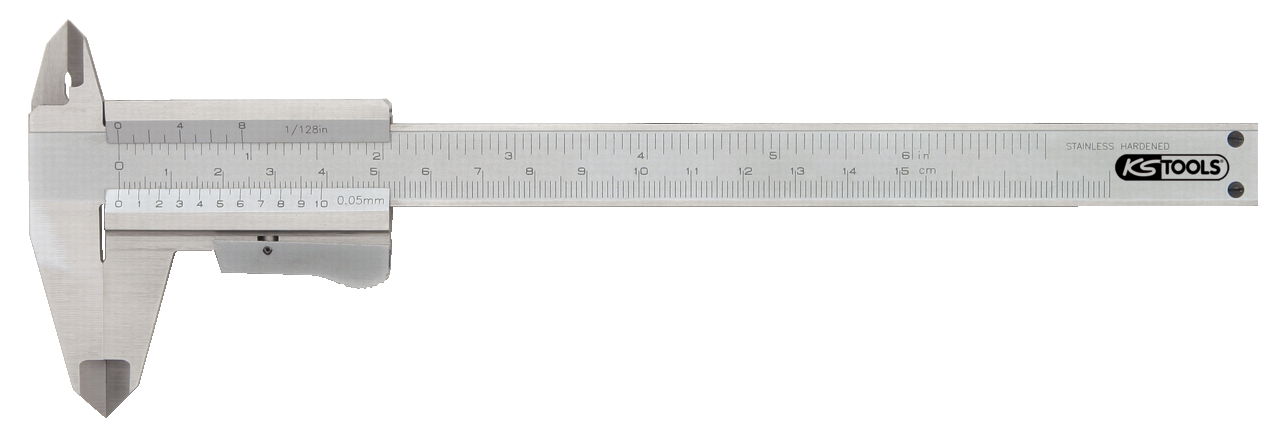Calibre à coulisse becs doubles inox, vernier monobloc, jauge de profondeur - ét