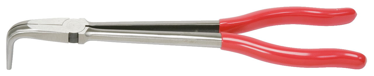 Pince électronique standard à bec demi-rond coudée 90°, extra-longue, 270 mm