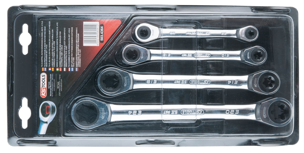Jeu de clés polygonales à cliquet GEARplus TORX®, 4 pces