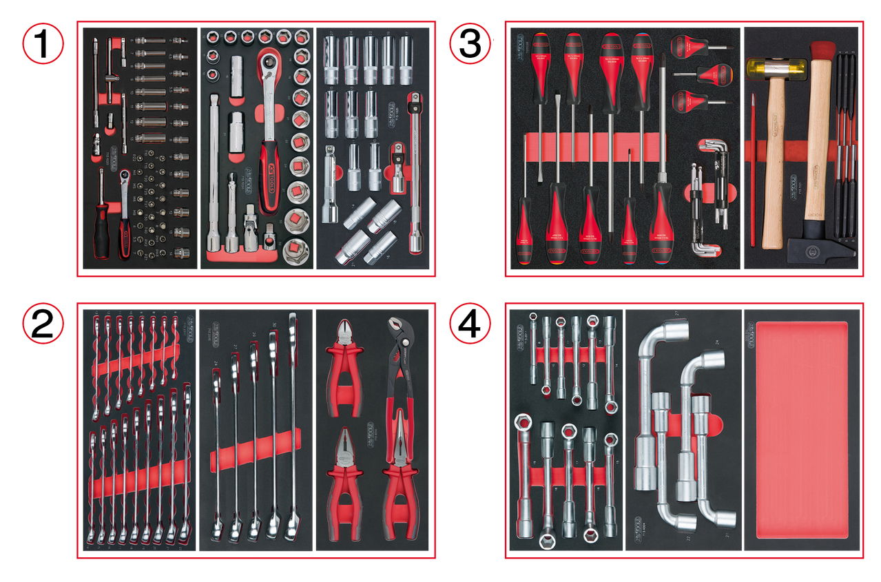 Composition d'outils 4 tiroirs pour servante, 173 pièces