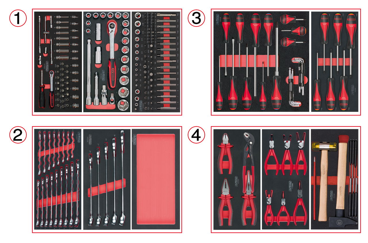 Composition d'outils 4 tiroirs pour servante, 241 pièces