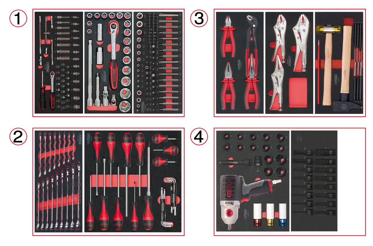 Composition d'outils 4 tiroirs pour servante, 263 pièces