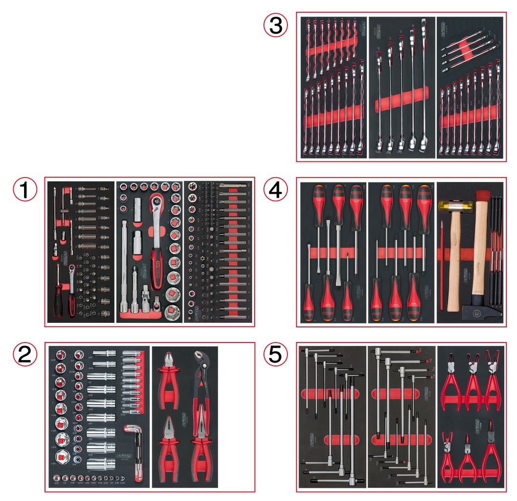 Composition d'outils 5 tiroirs pour servante, 311 pièces