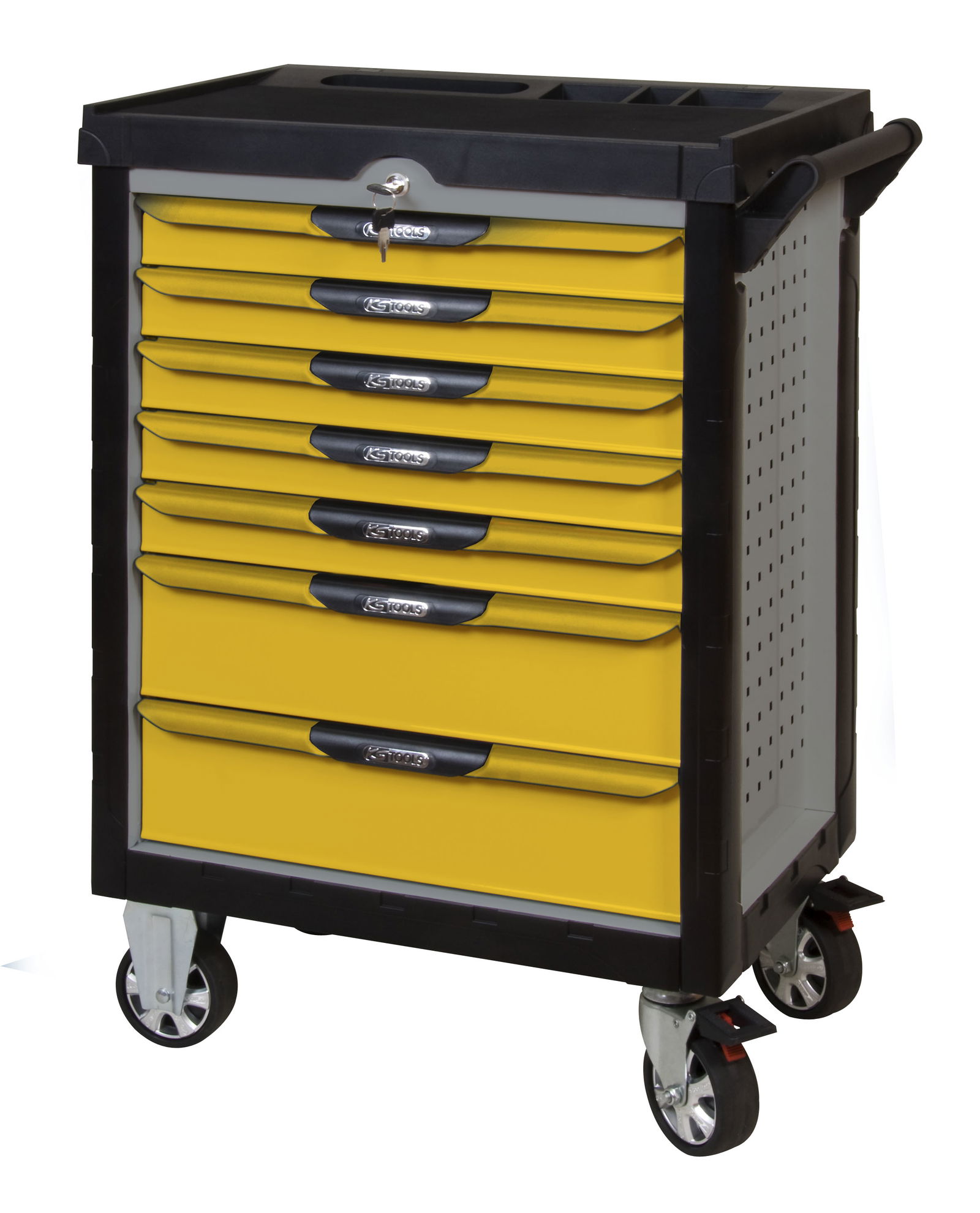 Servante PEARLline grise et jaune, 7 tiroirs