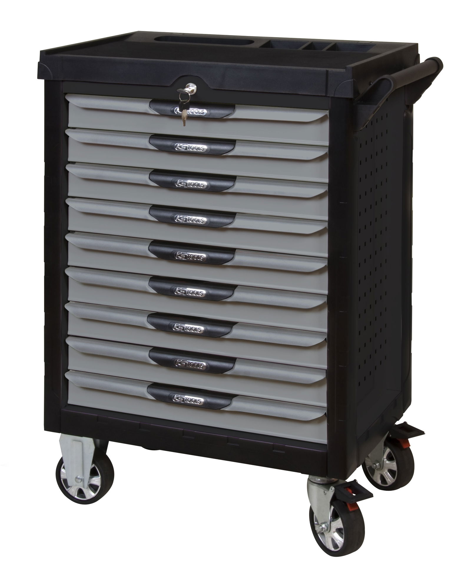 Servante PEARLline noire et grise, 9 tiroirs