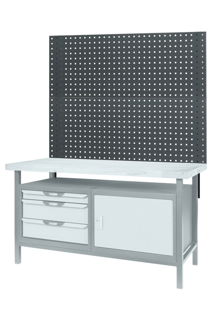 Plateau mural perforé pour fixation de crochets et accessoires, L. 1m50