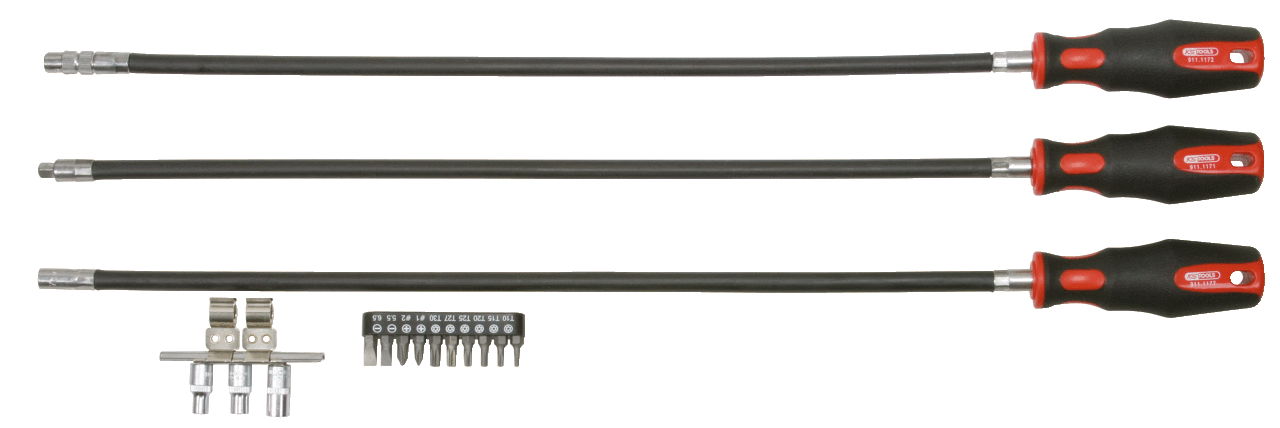 Jeu de 3 tournevis flexibles 500 mm, porte douilles,embouts, TV 7,  9pcs