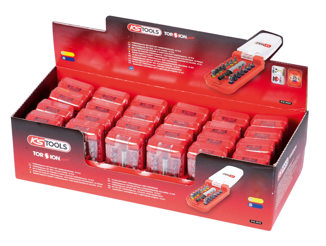 Présentoir de jeu d'embouts de vissage TORX - TORX percé à code couleur TORSIONplus