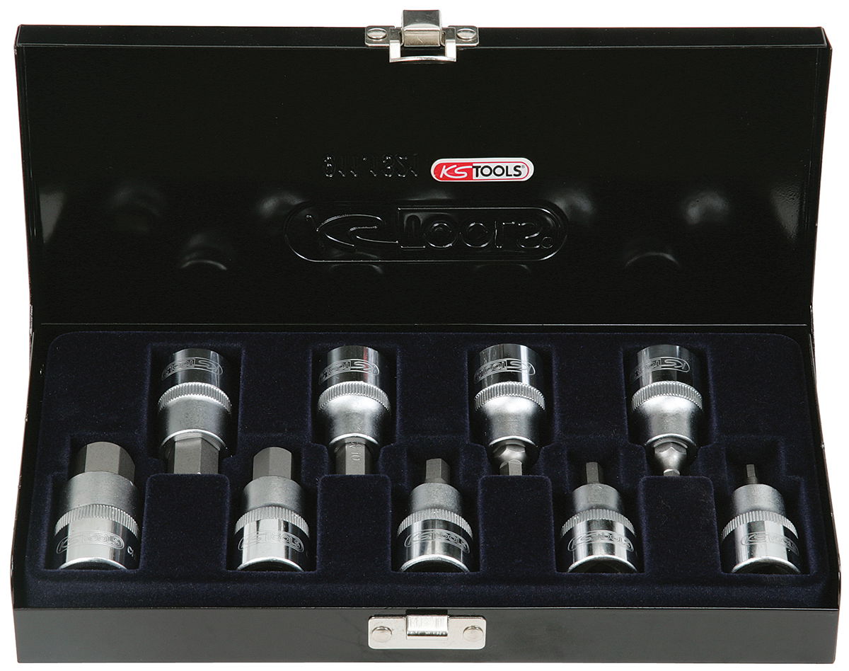 "Coffret de 9 douilles tournevis 6 pans 1/2"", 4 à 17 mm """
