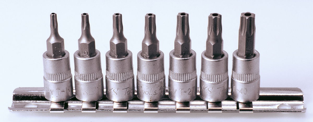 Rail de 7 douilles tournevis ULTIMATE®TORX® percé