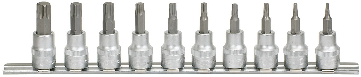 "Rail de 10 douilles tournevis ULTIMATE® TORX® 3/8"", T10 à T55"""