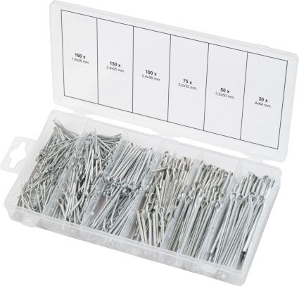 Assortiment de goupilles fendues, 555 pcs 