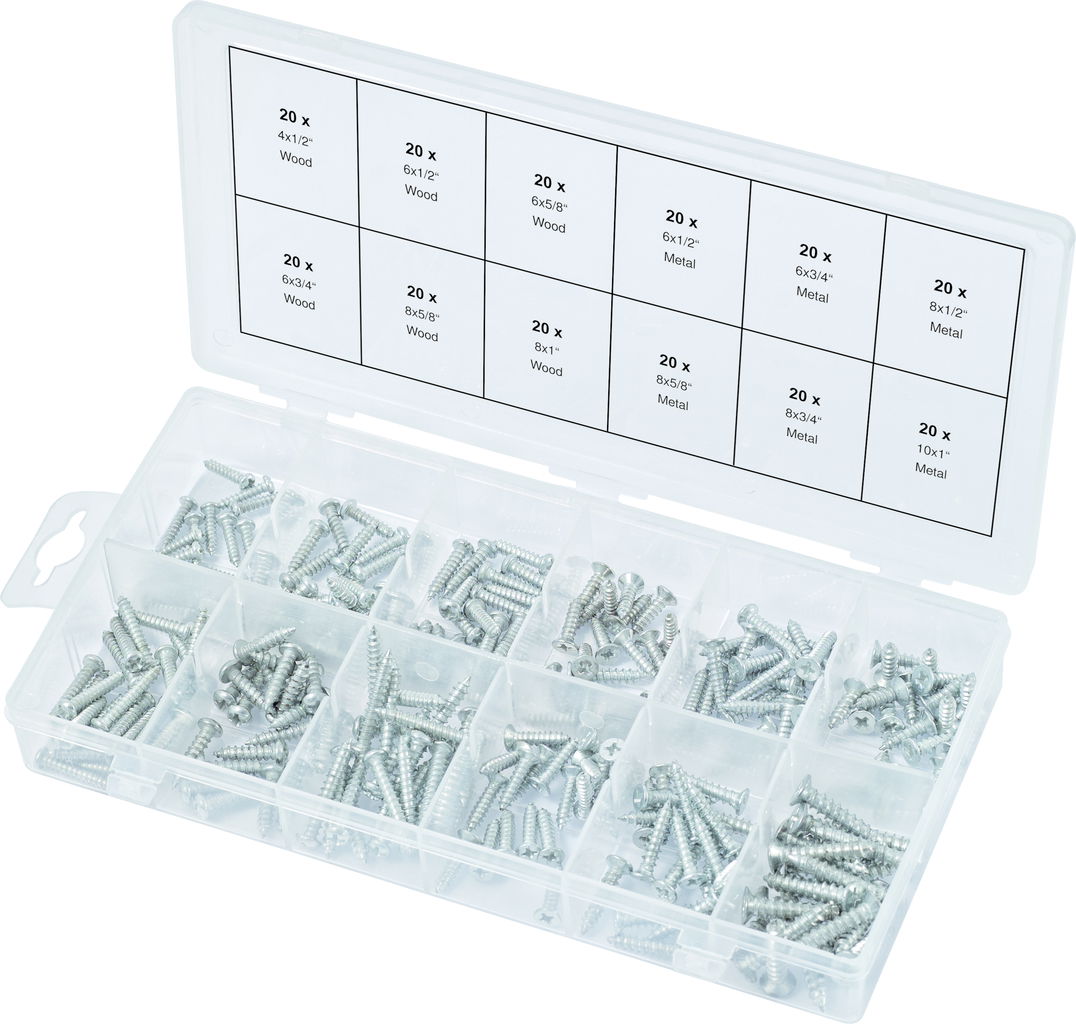Assortiment de vis auto-taraudeuses métal et bois, 240 pcs 