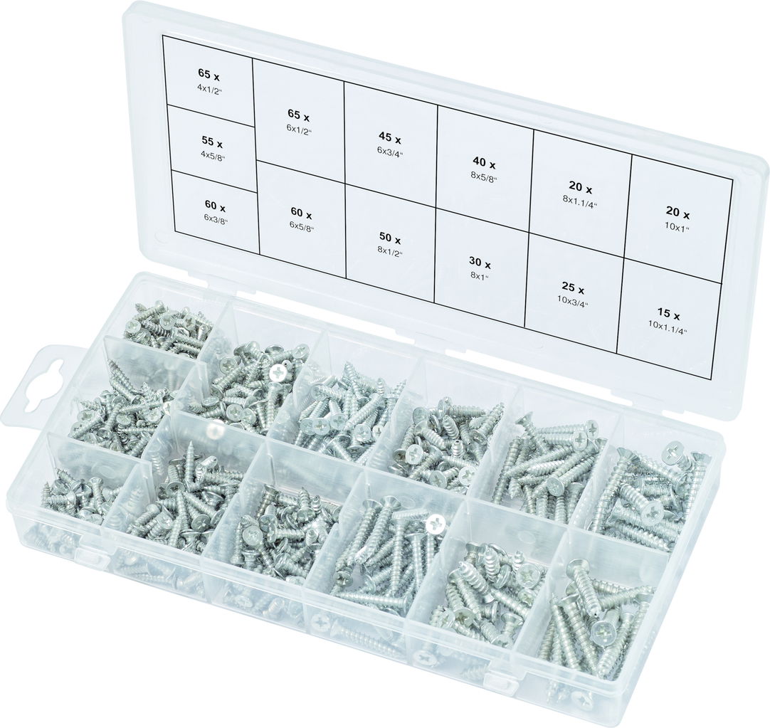 Assortiment de vis auto-taraudeuses bois, 550 pcs 