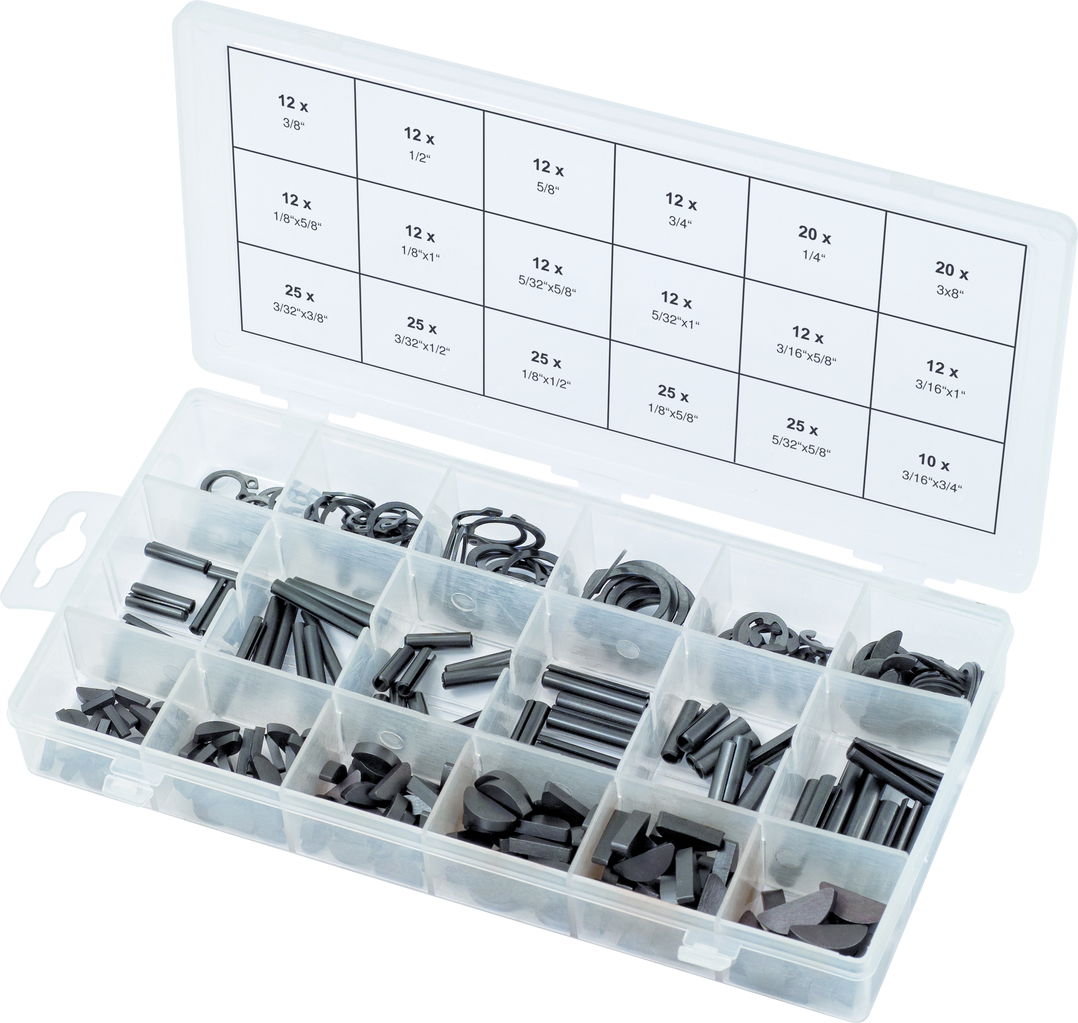 Assortiment de clavettes, circlips et chevilles, 295 pcs 