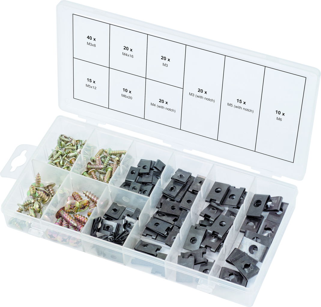 Assortiment de vis et d'écrous cage, 170 pcs 